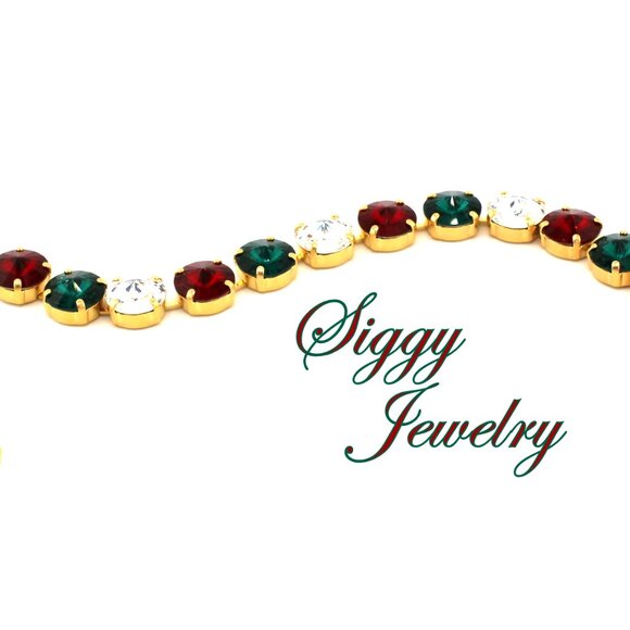 Holiday Cheer Christmas Statement Bracelet made with Genuine Austrian Crystals - Picture 5 of 7